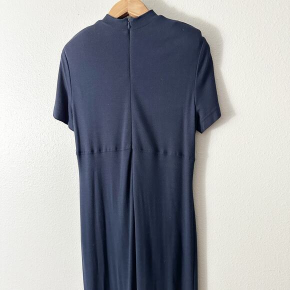 Sara Campbell Navy Wrap Mock Neck Short Sleeve Maxi Dress women's size large - Picture 6 of 12